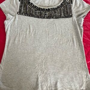 a.n.a Gray Embellished Short Sleeve T-Shirt